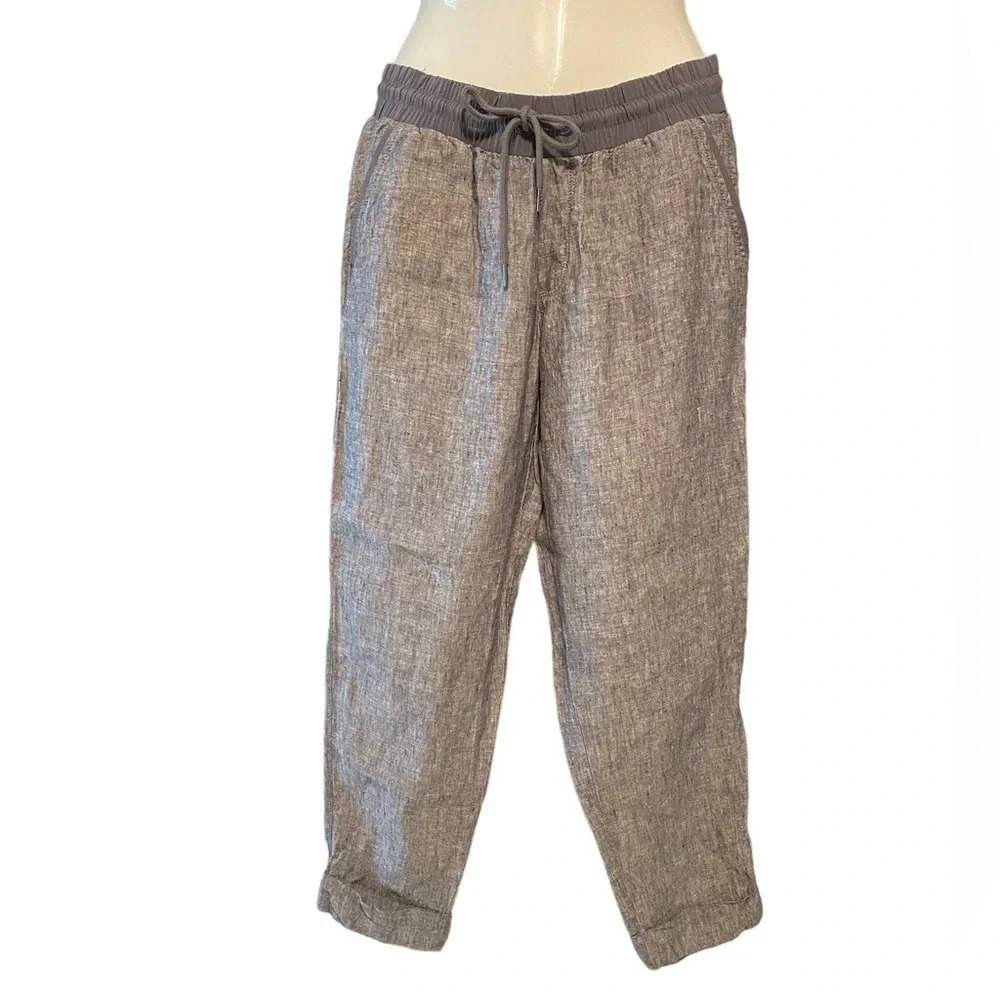 Athleta Womans Linen Bali Ankle Cuffed Pants Womens Sz 4